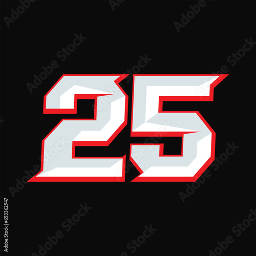 Number Racing 25 Design Vector