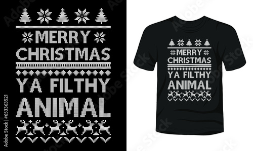 Merry Christmas ya filthy animal t-shirt template
