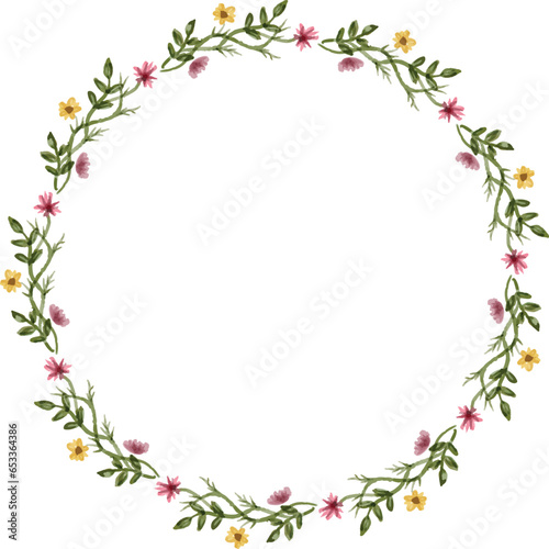 Vector Hand drawn floral wreath and frame © oxamatter