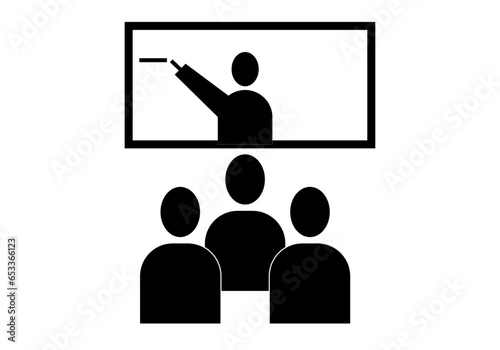 Icono de una clase, enseñanza, enseñanza presencial photo