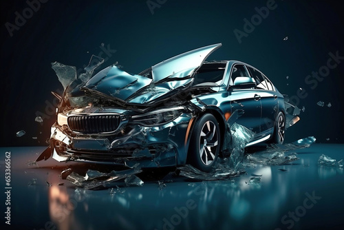 Photo of a completely destroyed car after a severe accident