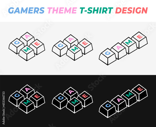 gaming t-shirt design. keycaps illustration t-shirt design. keyboard. keycaps vector illustration.
