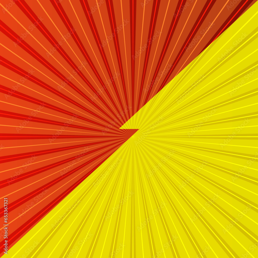 Fototapeta premium Red and Yellow Sunburst Background Comic Style