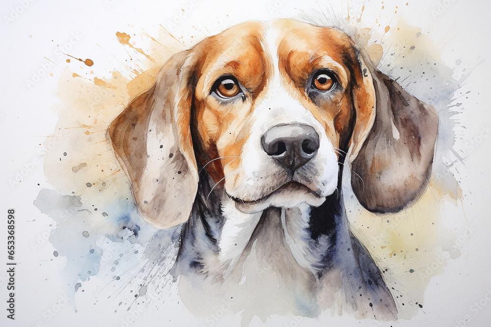 Obraz premium Retrato en acuarela de beagle