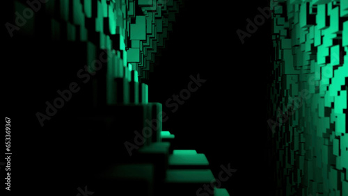 Transforming cubes wall background. Design. Abstract cubes background in random motion.
