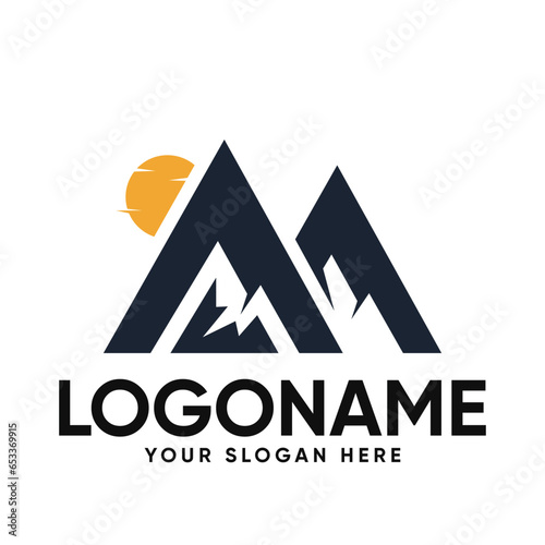 M Mountain logo Design