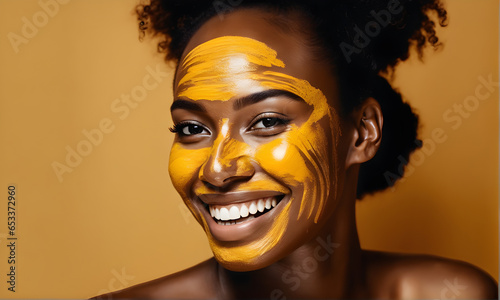 skin beauty concept woman using cosmetic facial mask