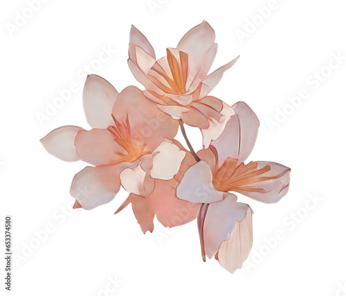 paper flowers isolated on white, generative ai, flowers isolated on white