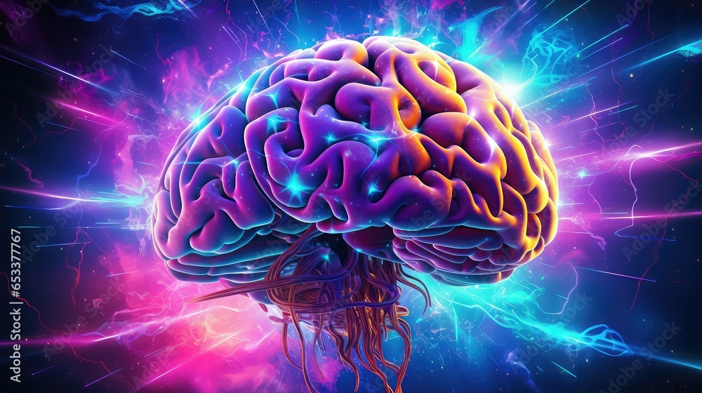 Fototapeta premium human brain synapse scan illustration science background, idea technology, system abstract human brain synapse scan