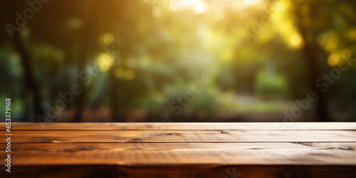 empty wooden table with blurred mountain view,nature view