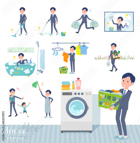 掃除や洗濯など家事に関する営業コンサルタント男性のセット