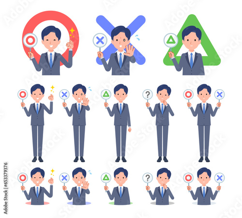 まるばつプレートを持った営業コンサルタント男性のセット