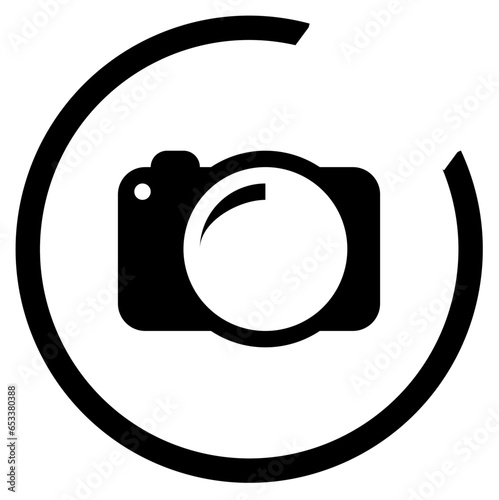Illustration of a camera in a circular frame