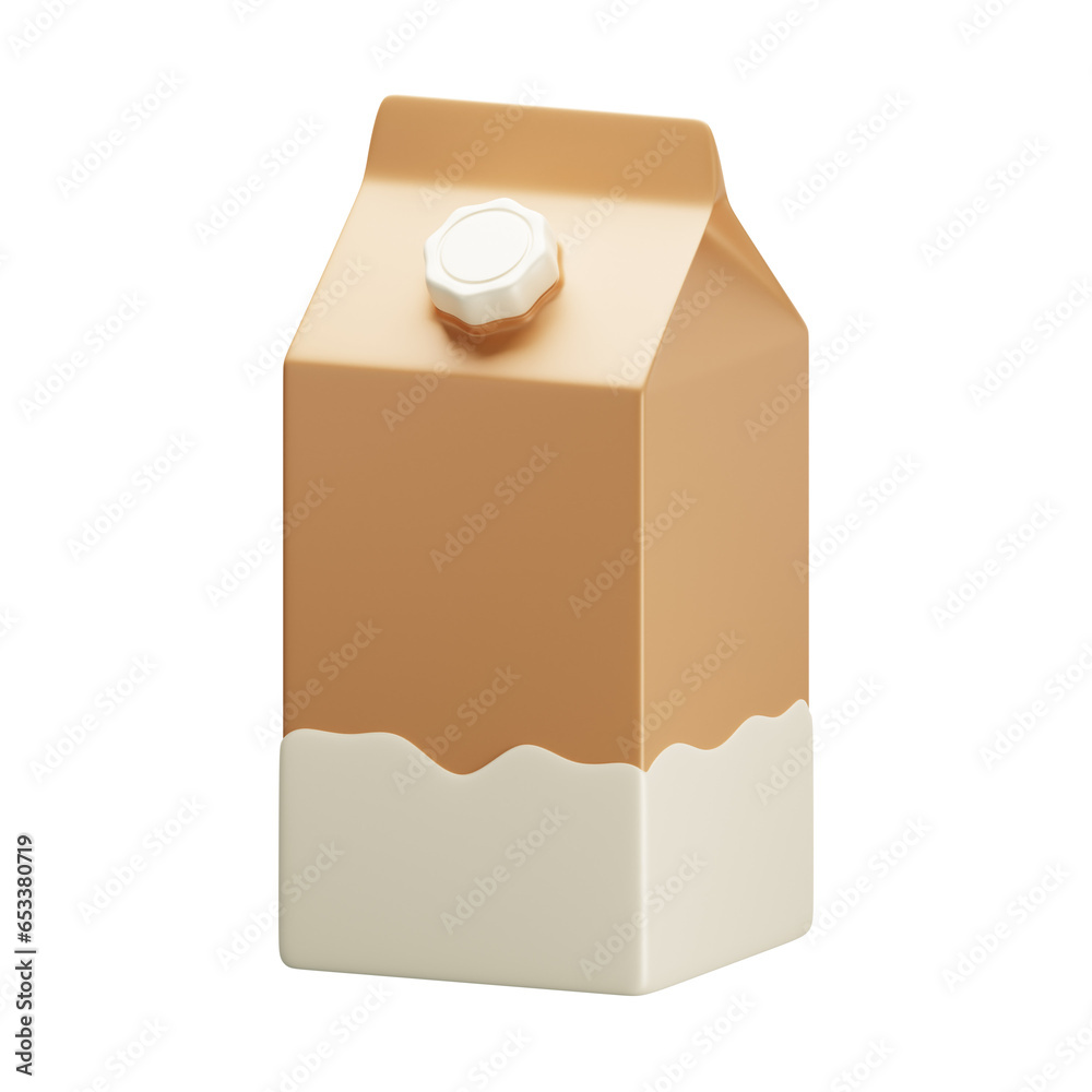 3D Milk Carton Box. Milk Package Box. UHT milk in carton black. Milk