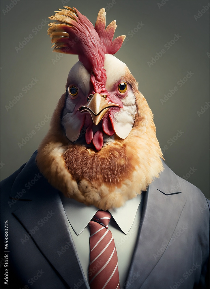 Rooster in a suit