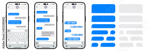 Smartphone chatting interface. Message bubbles. Sms template bubbles for compose dialogues. Phone chatting sms template bubbles. Vector illustration. © The Best Stocker