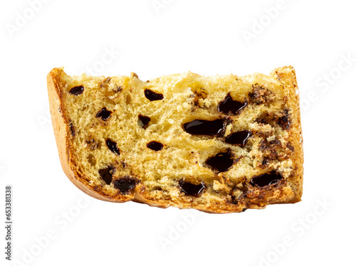 chocottone slice, delicious panettone with chocolate drops, traditional dessert cake. PNG photo
