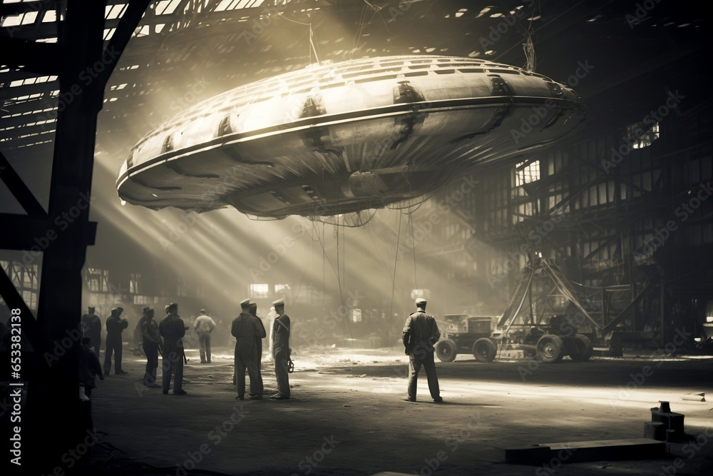 Photo & Art Print UFO in a factory in the 1940s, IB Studio