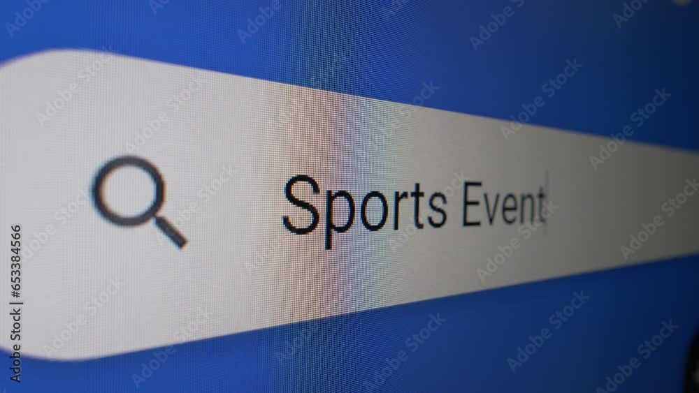 Sports Events internet search query in address bar. Browser search bar close-up view