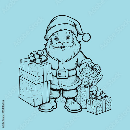  vector santa claus line drawing 