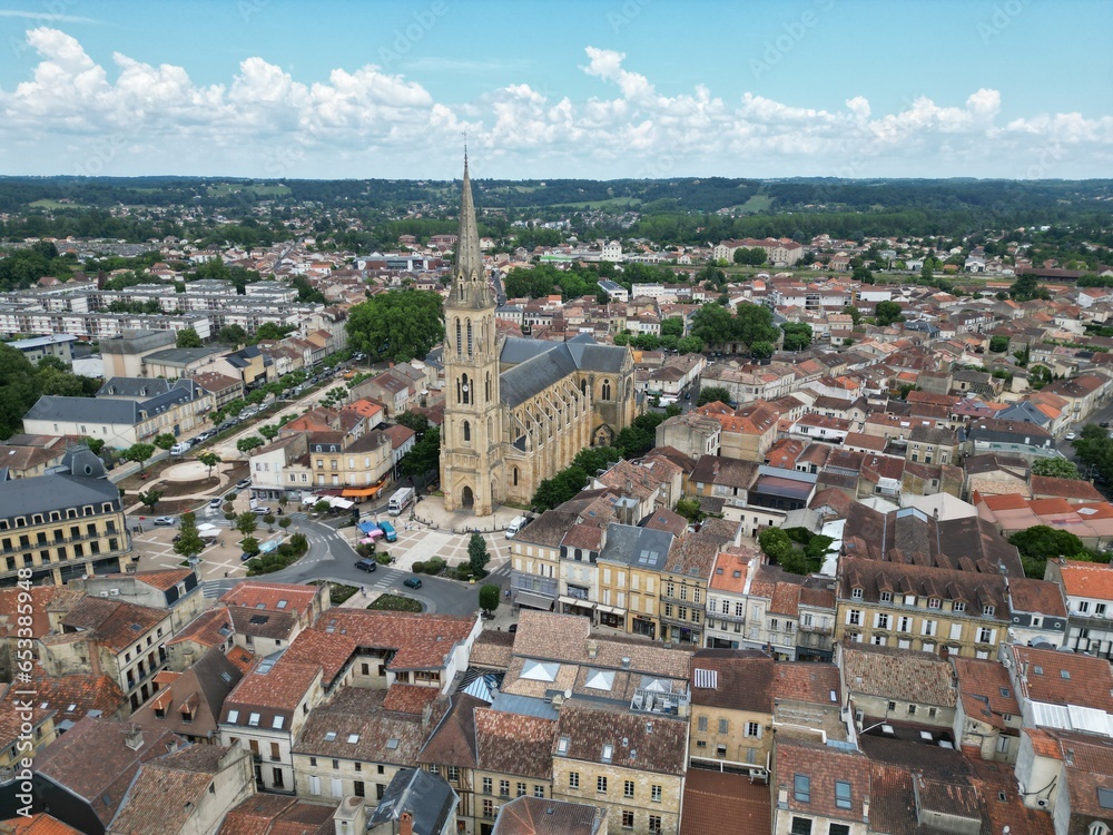 Bergerac  town centre Dordogne France  drone, aerial