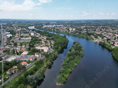 Bergerac France Dordogne River, drone,aerial