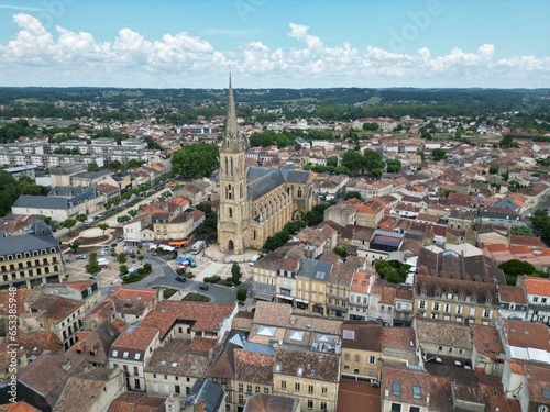 Bergerac town centre Dordogne France drone, aerial