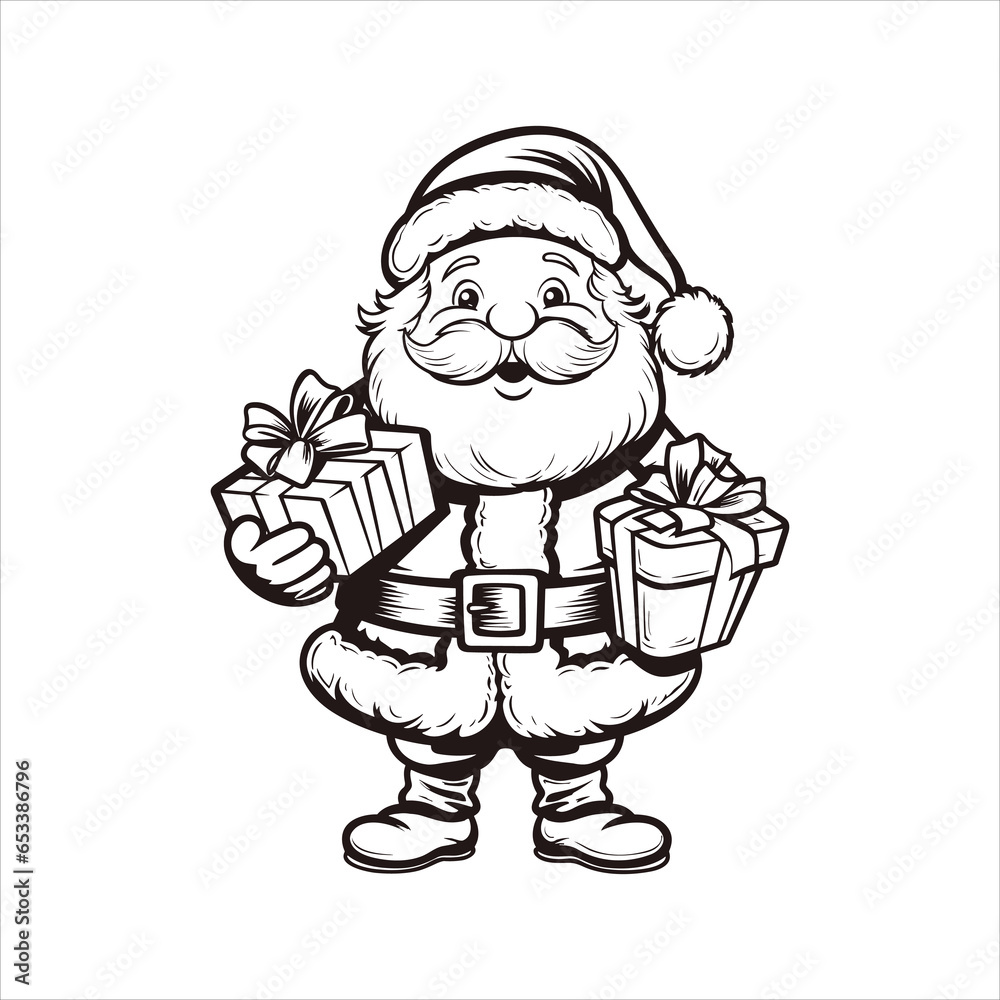
vector santa claus line drawing
