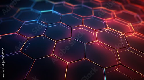 digital hexagon grid network illustration tech futuristic, texture data, shape polygon digital hexagon grid network © sevector
