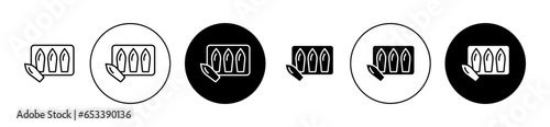 Suppository package line vector icon set in black color. Suitable for apps and website UI designs photo