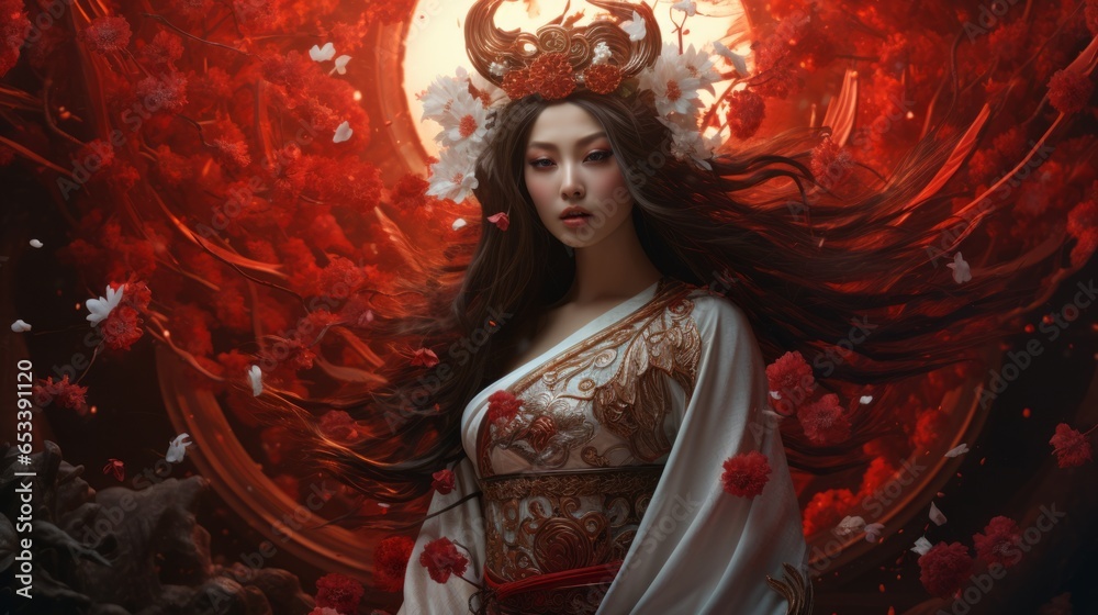 Amaterasu - The chinses goddess of the sun.generative ai Stock ...
