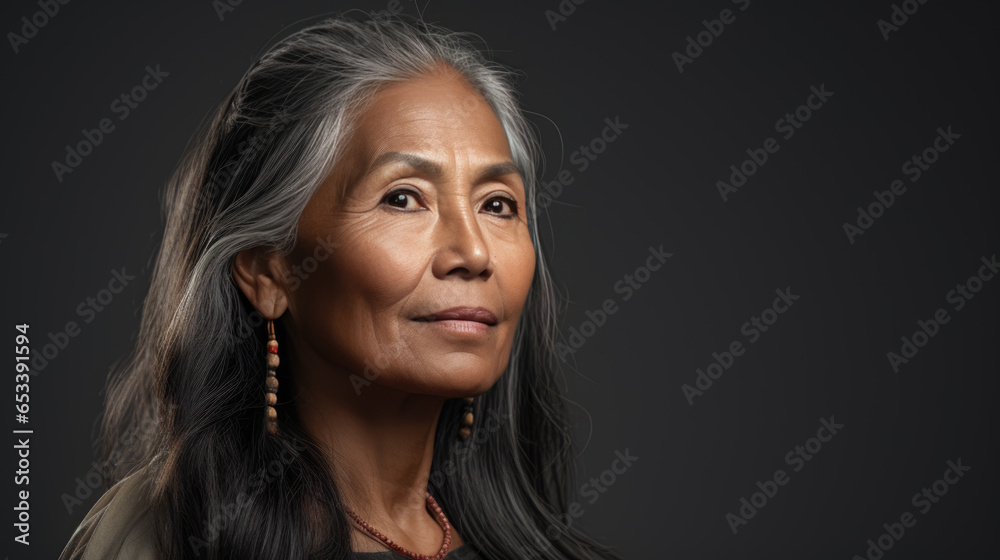Portrait of senior mature middle aged lady with long gray natural coloring vibrant silky hair. Portrait of senior mature middle aged lady with long gray natural coloring vibrant silky hair.