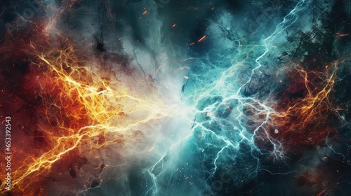 explosion lightning collision powerful illustration electric background, power light, blast electricity explosion lightning collision powerful