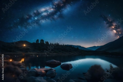 Beautiful Night Sky Landscape With Stars.