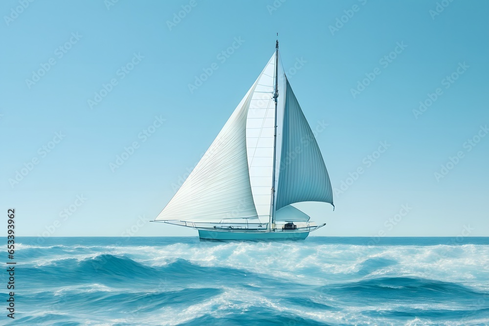 Sailing yacht in the sea. 3d illustration. Blue sky.
