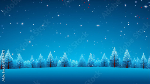 Blue forest with night sky banner background
