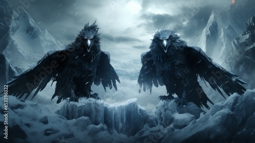 Munin and Kunin - the nordic ravens.generative ai 