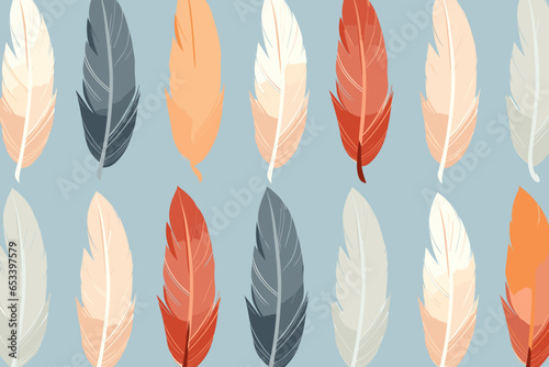 Thanksgiving turkey feathers pattern, wallpaper, background, hand-drawn cartoon Illustrations in minimalist vector style © Levi