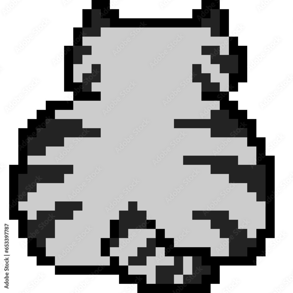 behind cute cat cartoon pixel art icon 8 bit illustration