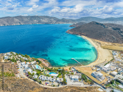 Fototapeta Naklejka Na Ścianę i Meble -  Landscape with Panormos beach, Mykonos island, Greece Cyclades