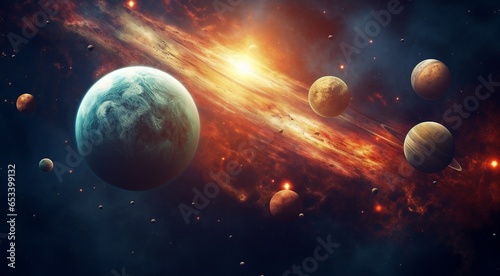 planets with stars, space galaxy background, background with space and planets, planets in the space with stars