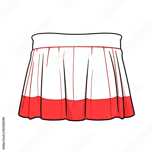 Box pleat valance vector icon in minimalistic, black and red line work, japan web