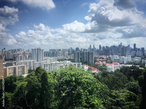 View of the Singapore city from the top of a Faber Point hill, February 2019