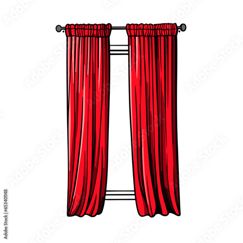 Blackout Curtains vector icon in minimalistic, black and red line work, japan web