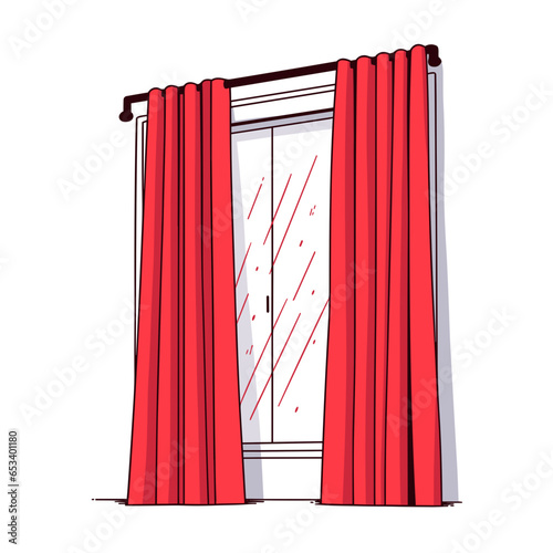 Blackout Curtains vector icon in minimalistic, black and red line work, japan web
