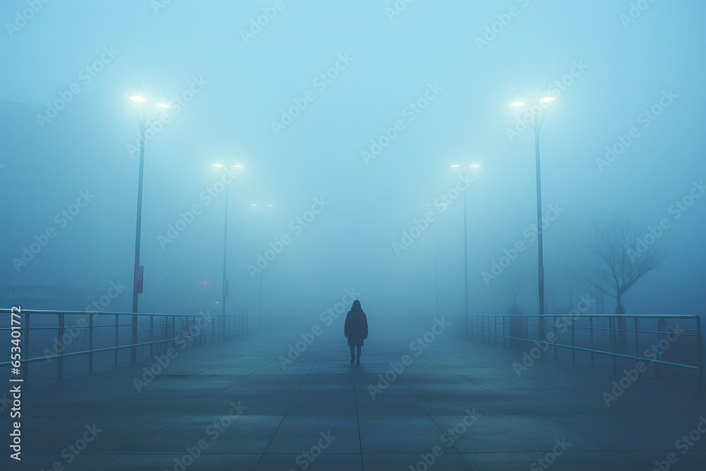 Silhouette of man in fog Silhouette of man in fog