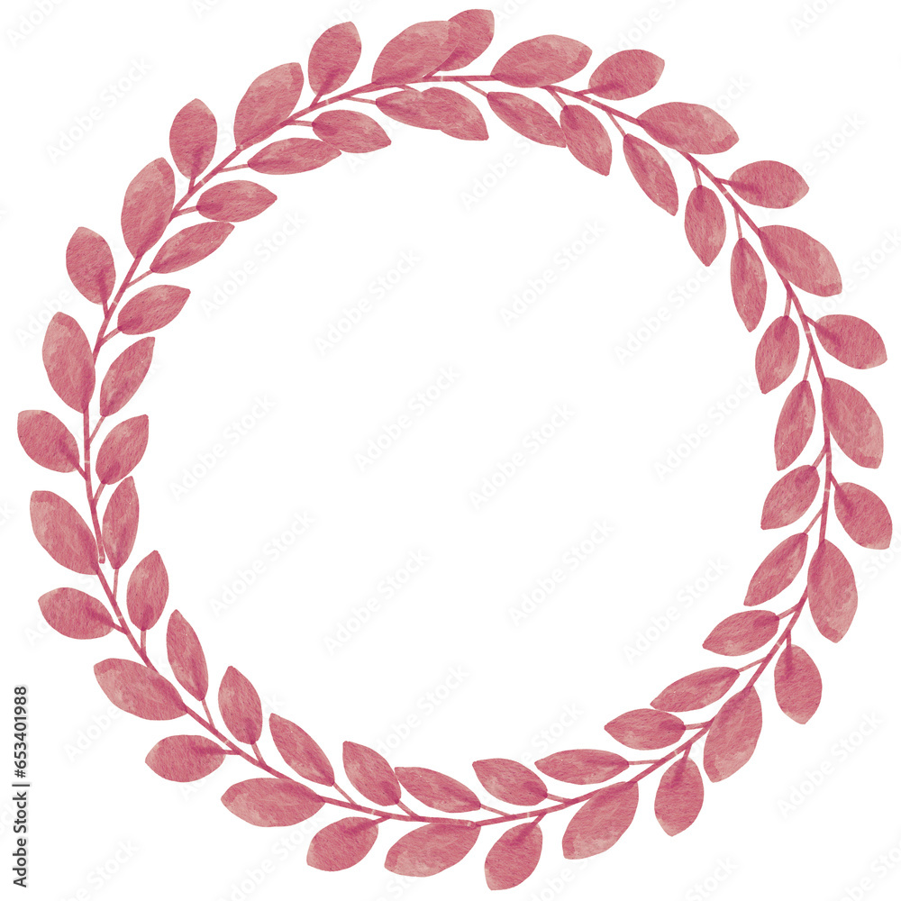 Obraz premium Watercolor circle leaf wreath frame