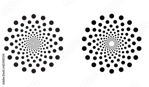 Fibonacci Dotted Spiral art element on a white background. Swirl pattern dots vector illustration. Abstract dotted spiral vortex. easily editable icon vector art illustration.
