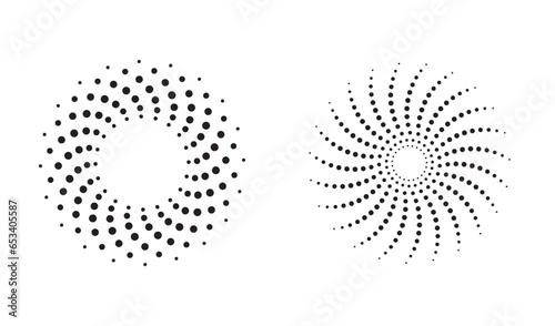 Fibonacci Dotted Spiral art element on a white background. Swirl pattern dots vector illustration. Abstract dotted spiral vortex. easily editable icon vector art illustration.
