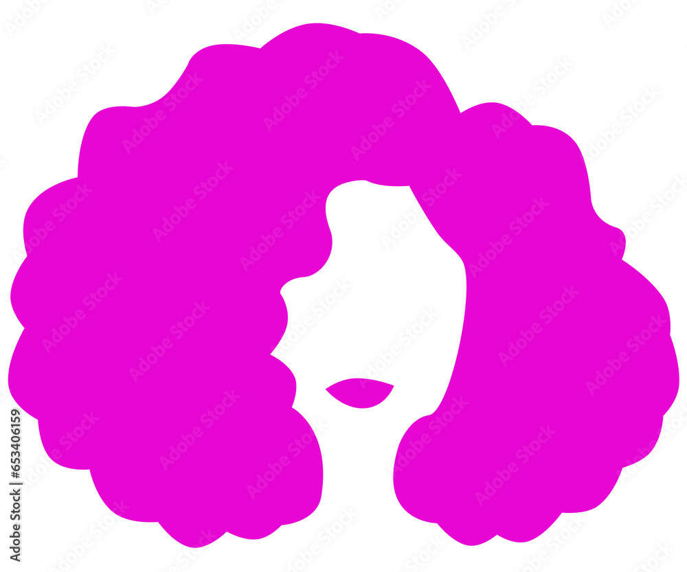 Pink afro woman icon without background